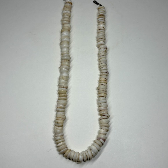 Antique‎ Native American White Shell Papua Beaded Necklace 9 Inch Clasp Natural